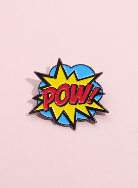 POW英文字母胸针创意卡通胸章个性服饰背包装饰金属徽章勋章挂件