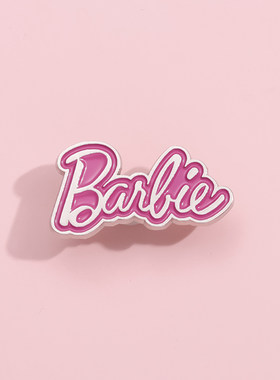 粉色Barbie胸针英文字母金属徽章