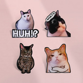 热门猫咪表情包胸针搞怪惊讶脸傲娇揣手猫个性 男女衣服背包配饰