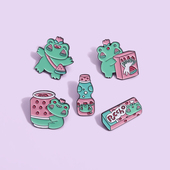 西瓜花朵青蛙胸针金属勋章可爱卡通书包装 饰别针配饰徽章创意饰品