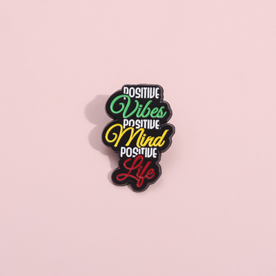 Positive英文字母胸针金属徽章