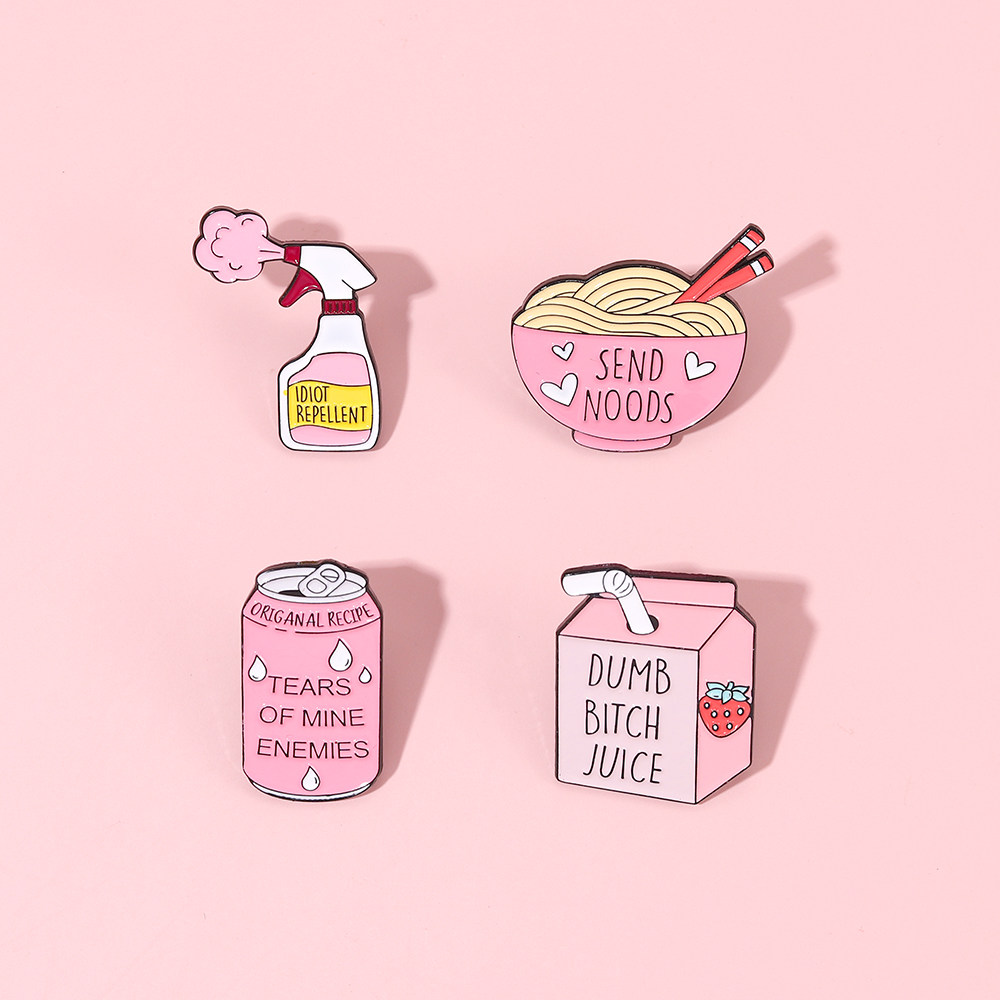 面条果汁创意卡通胸针设计感小众金属徽章别针配饰品书包装饰勋章,饰品/流行首饰/时尚饰品新,胸针,淘宝优惠券,粉丝福利购,淘宝优惠卷