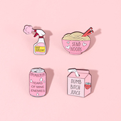 面条果汁创意卡通胸针设计感小众金属徽章别针配饰品书包装 饰勋章