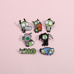 外星人入侵者胸针卡通小狗金属徽章衣服包包装饰别针配饰勋章挂件
