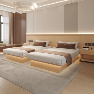 酒店专用床宾馆家具标间全套民宿客房双床全季五星级高端定制床箱