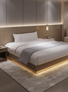 酒店专用床宾馆家具标间全套五星级全季定制床箱箱民宿客房双人床