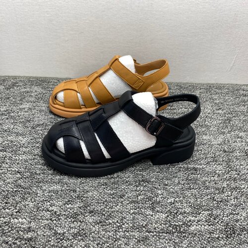 清仓处理头层牛皮包头罗马凉鞋女夏季编织平底猪笼鞋真皮沙滩女鞋
