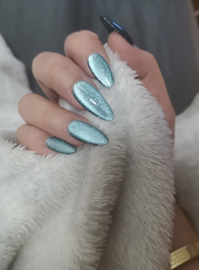 ASNali墨尔本蓝晶石猫眼绿色手工穿戴甲高级感显白手工定制成品