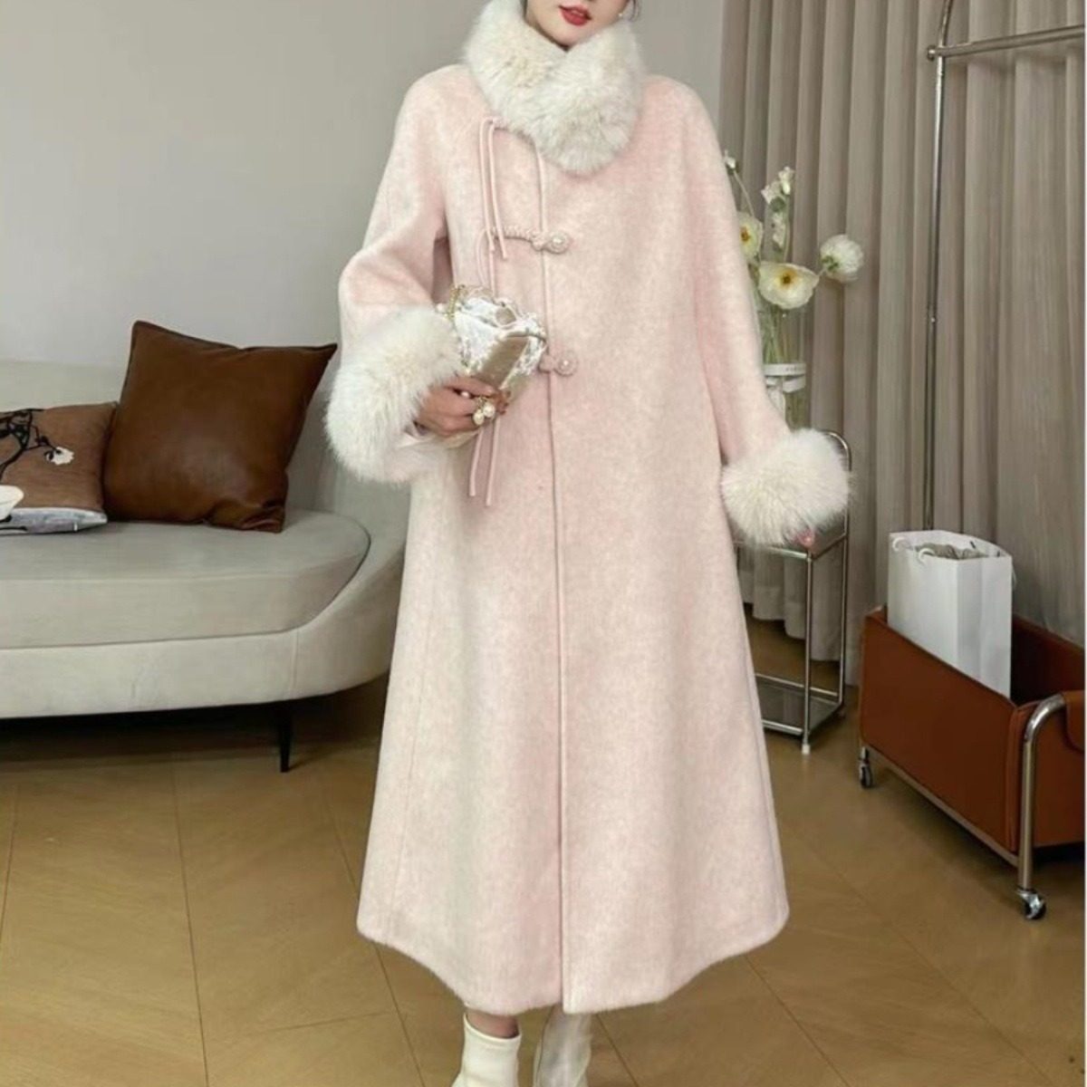 大码女装冬季新款白鸭绒内胆大衣胖mm宽松显瘦长款羽绒毛呢外套女,女装/女士精品,大码呢大衣,淘宝优惠券,粉丝福利购,淘宝优惠卷