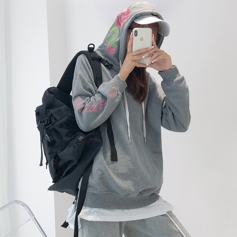 【茶茶家】2020秋季新款刺绣卫衣女宽松长袖连帽韩版ins潮牌定制