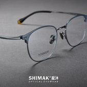 超轻复古眼镜框男款 近视纯钛镜架女文艺方形大脸小框高度数防蓝光