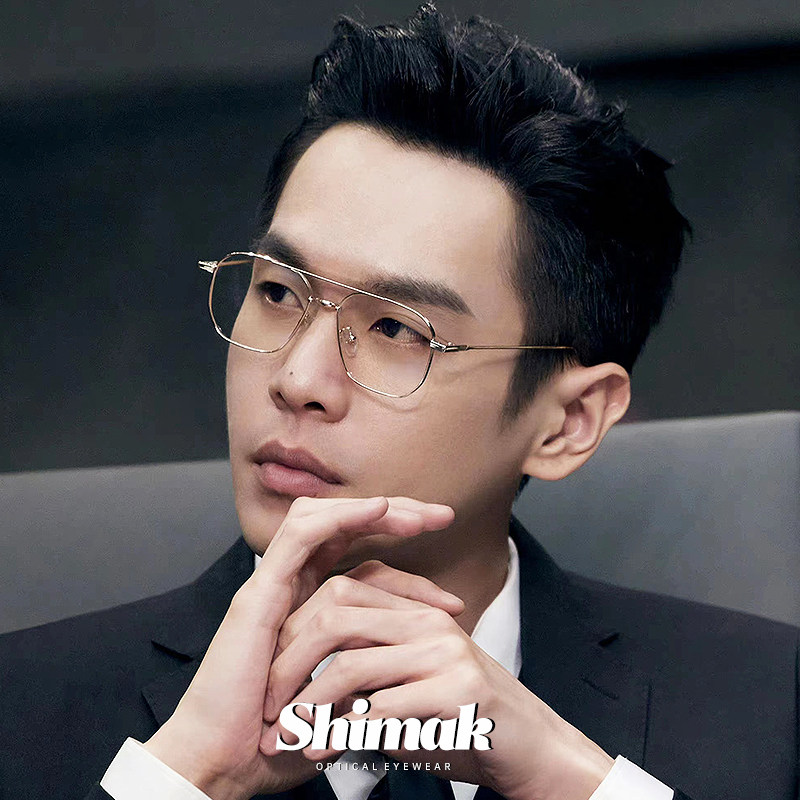 张若昀同款眼镜大侦探超轻商务双梁金丝边眼镜框男可配近视镜架女