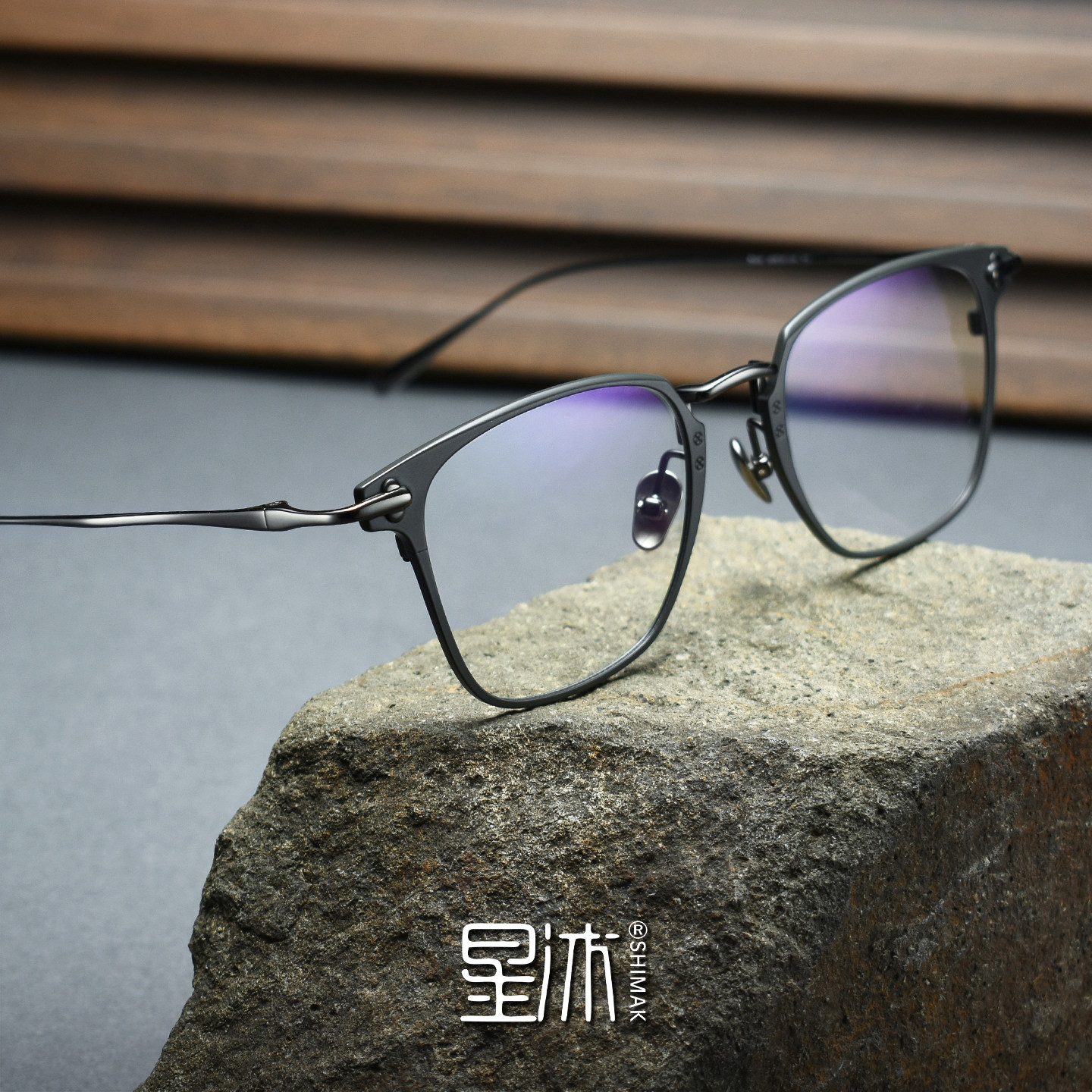 星沐纯钛超轻复古近视眼镜框男款