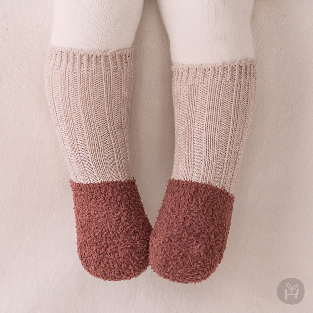 韩国进口婴儿童袜子冬季加厚保暖珊瑚绒线中筒袜男女宝宝睡眠短袜