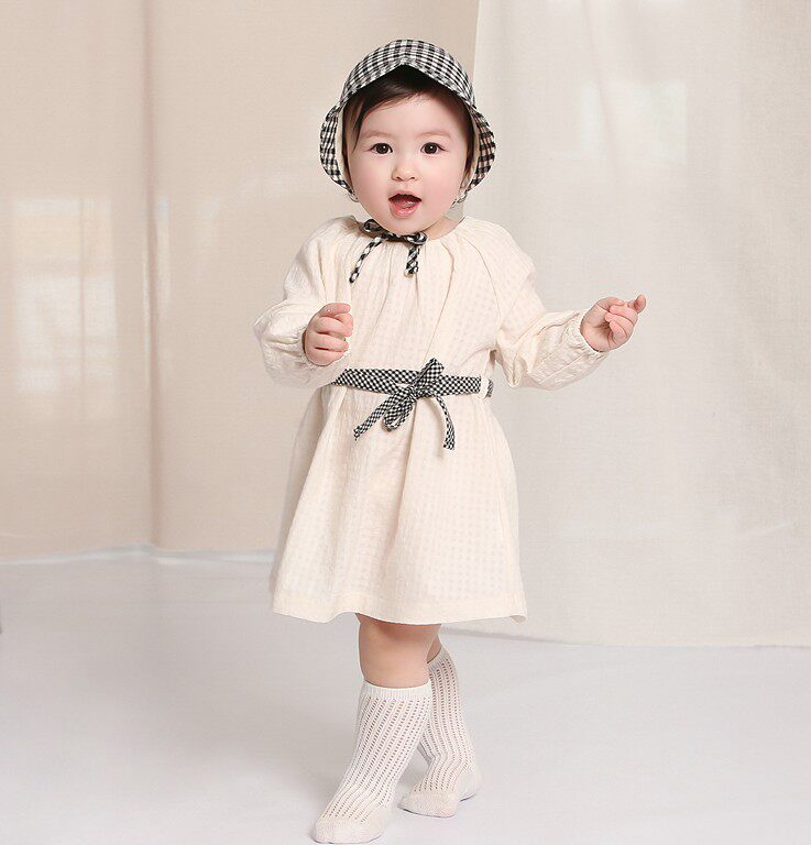 韩国进口KIDSCLARA婴儿春秋款童装公主裙女宝宝长袖纯棉连衣裙子