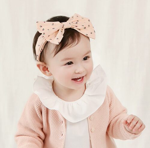 蝴蝶结护囟门发饰公主弹力全棉