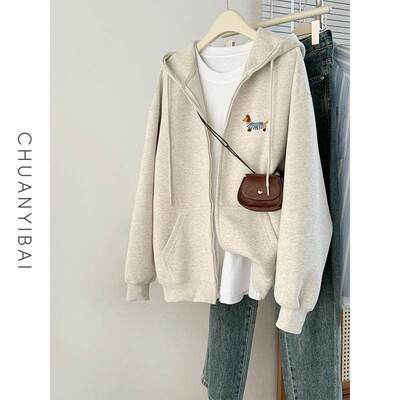 花灰色连帽腊肠狗开衫厚