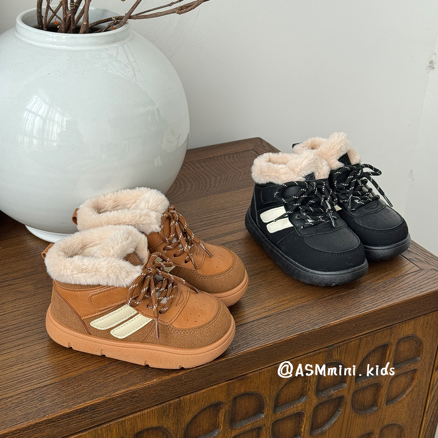 宝宝加厚保暖休闲高帮棉鞋2025冬新款儿童魔术贴防滑棉靴男女童