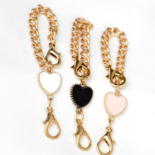 心形扣短链包挂饰链配件挂件金属龙虾扣包拉链扣玩偶链条毛球挂链
