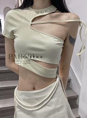 【SALE】PengTai 不规则绑带上衣  PARTOU品牌集合店