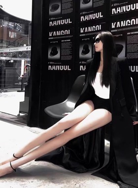 ISAEI - 黑色双排扣廓形长外套 PARTOU品牌集合店