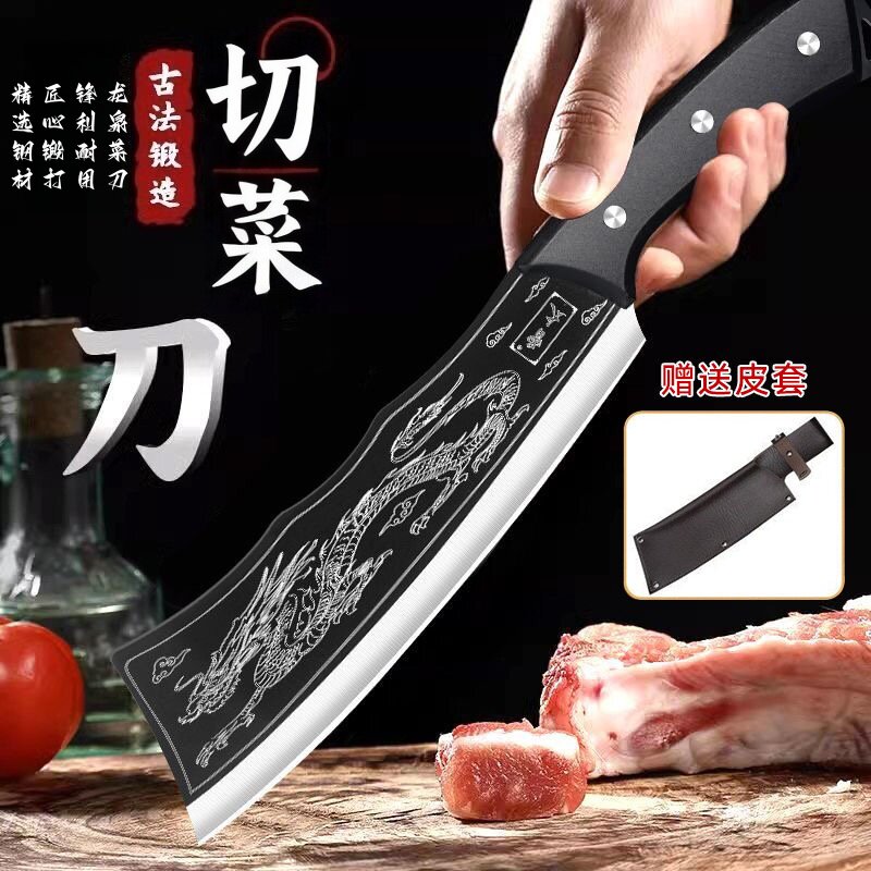 龙泉屠龙不锈钢家用露营砍柴刀图片