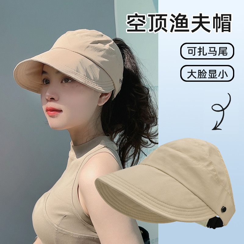 夏季新款网红空顶帽露丝同款防晒遮阳帽户外百搭透气鸭舌帽檐