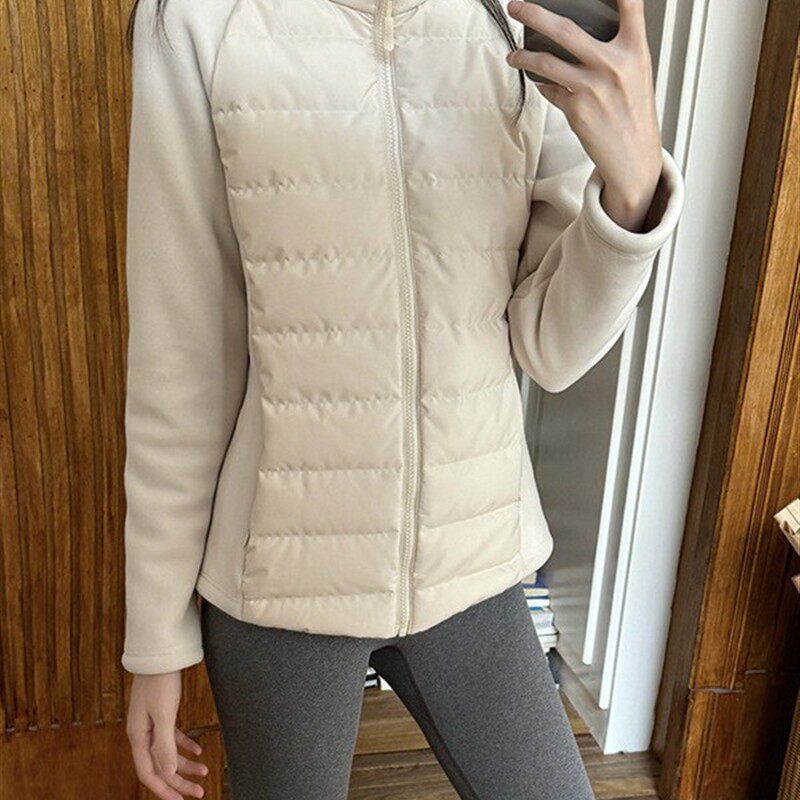 lulu家同款立领轻薄羽绒服女2025新款拼接内胆短款运动跑步外套