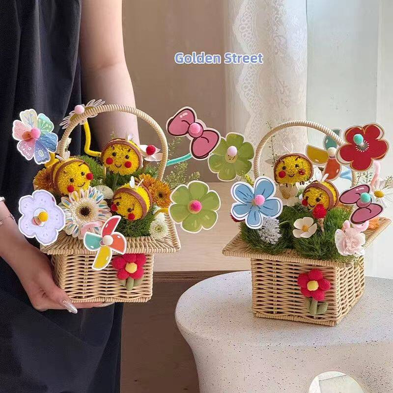 六一儿童节礼物风车扭扭棒小花朵卡片氛围装饰diy卡片材料包资材