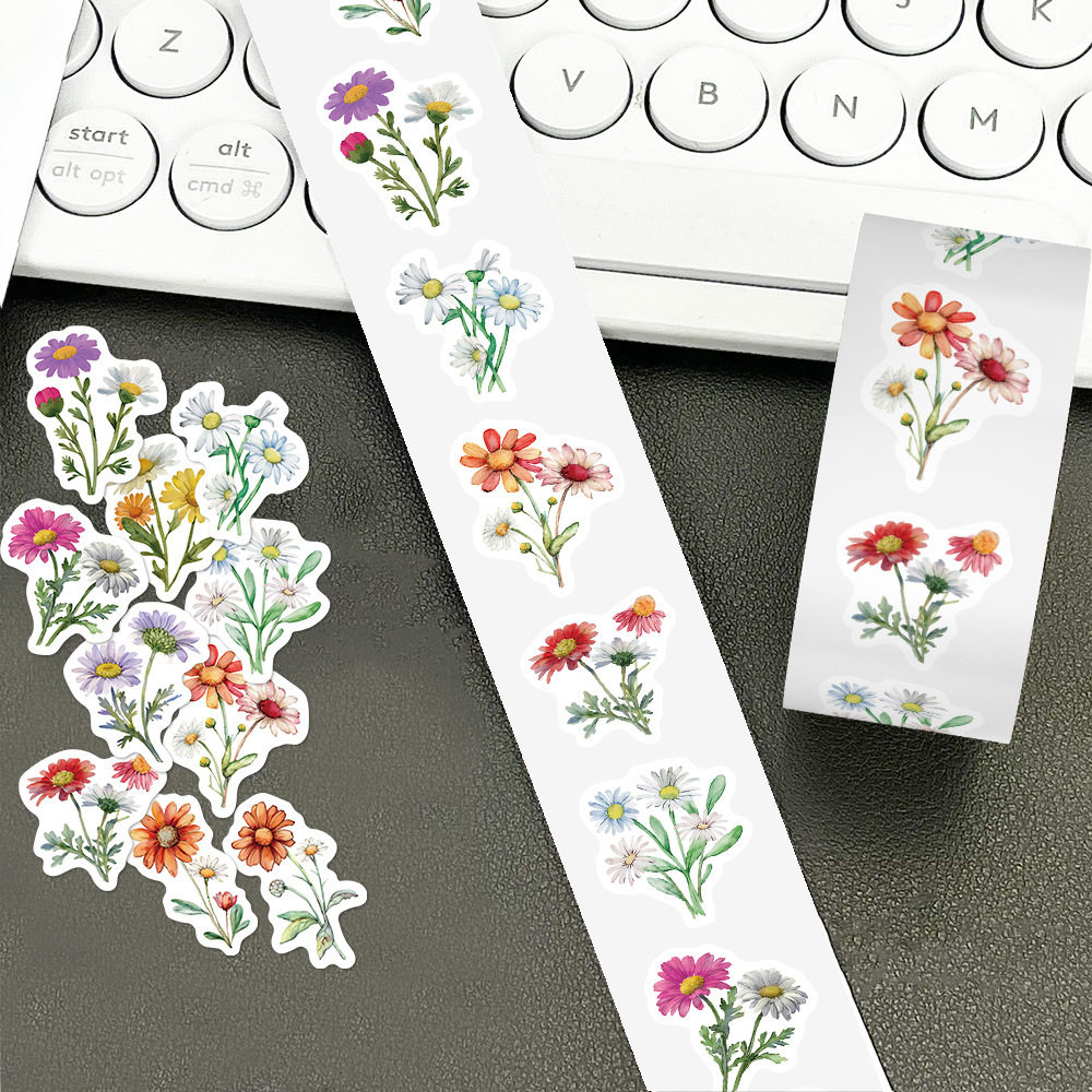 1000贴雏菊野花卷卷贴ins风简约文艺小清新植物花卉素材贴便签