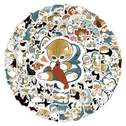 100张可爱小猫卡通涂鸦贴纸小奶
