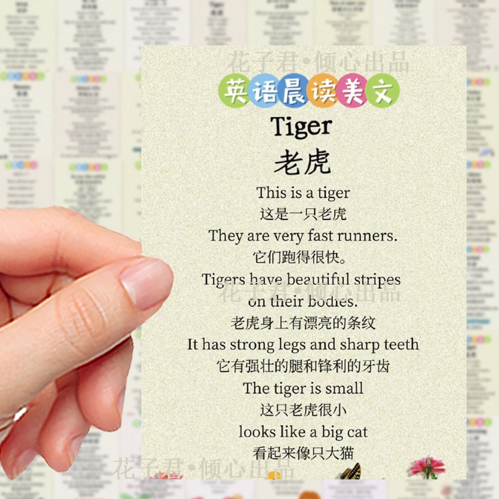100张儿童英语每日晨读贴纸中英文翻译少儿启蒙早教儿童学习贴画