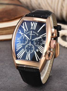 法兰女表手表女士时尚三眼钢带石英腕表MK6959爆款6针石英皮带