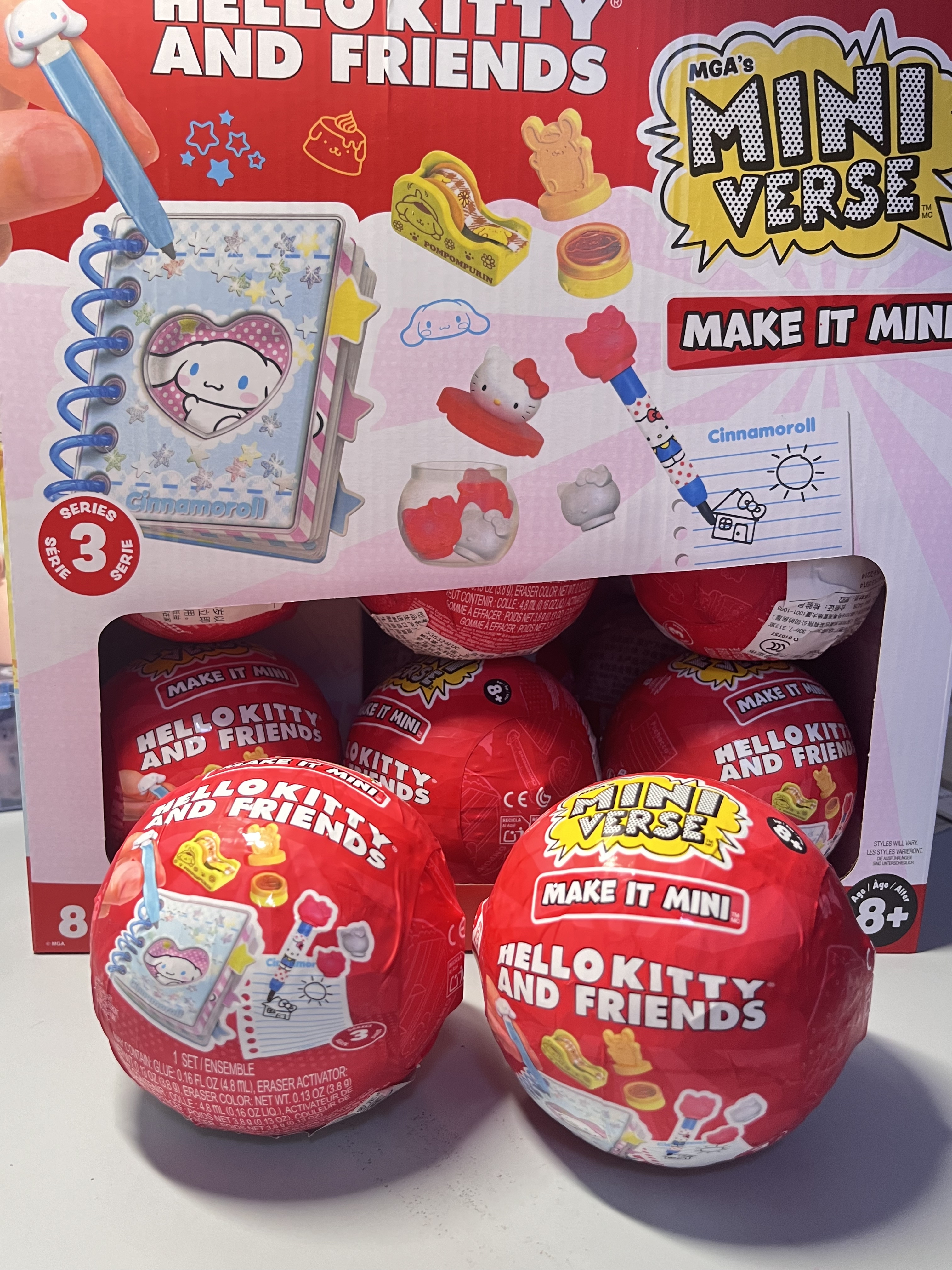 新品MGAminiverse三丽鸥文具hellokitty三代迷你球diy自制模型