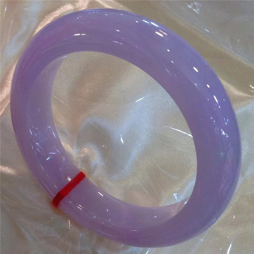 老凤x祥缅甸老坑翡翠手镯冰糯种紫罗兰手镯浅紫色玉镯子女款玉器