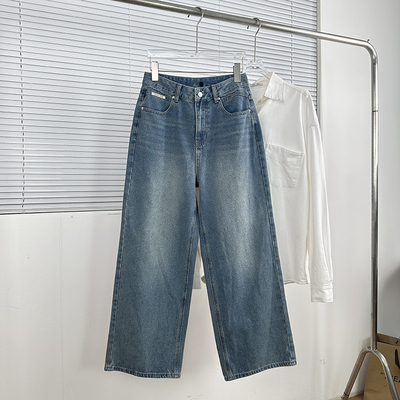 包邮San*F 爆款返场 经典常规直筒裤 韩版休闲百搭水洗高腰牛仔裤