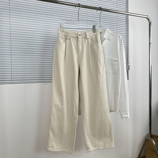 反季节囤一件吧！薄绒质地直筒裤 韩版休闲百搭水洗高腰牛仔裤