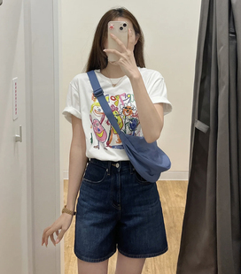 包邮 试衣剪 大码姐妹ins弹力直筒裤 夏天休闲百搭水洗牛仔短裤