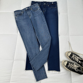 包邮 试衣剪 春秋九分cp长短靴弹力小脚裤 韩版 百搭复古毛边牛仔裤