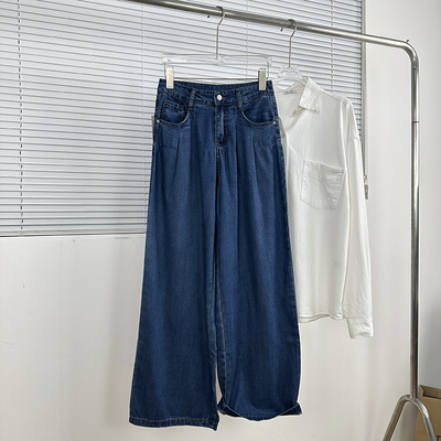 中山大厂货 莱赛尔面料夏天穿舒服！韩版通勤水洗高腰阔腿牛仔裤