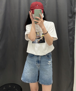 包邮 试衣剪 大码姐妹ins弹力阔腿热裤 夏天百搭水洗中腰牛仔短裤