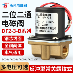 二位二通全铜芯电磁阀 带接头 DF2 送丝机电磁阀 甬光电磁阀