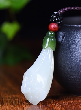 新疆和田玉羊脂玉白玉青白玉多子多福莲蓬吊坠男女款挂件玉坠玉佩