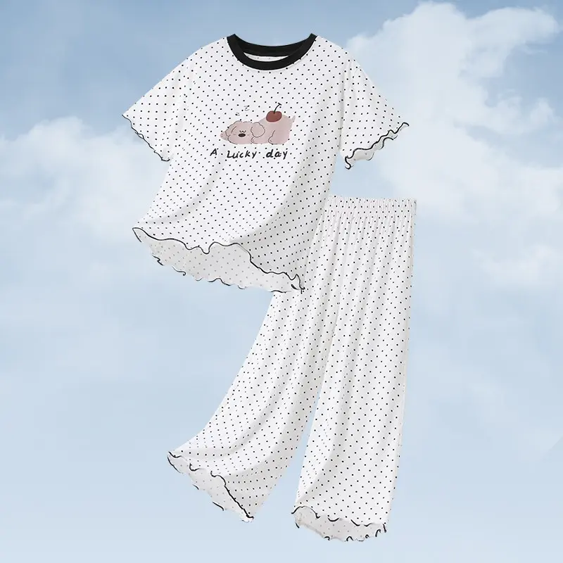 薄款女童夏季睡衣莫代尔女孩短袖家居服儿中大童洋气背心短裤2026