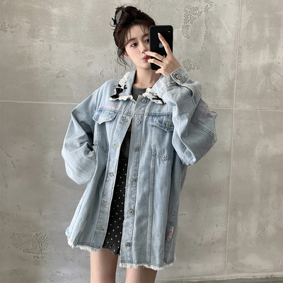 Ciobbur外套蝴蝶结长款牛仔上衣