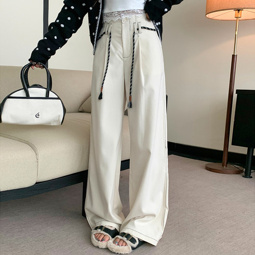 LEAPDREAM休闲裤压线阔腿长裤