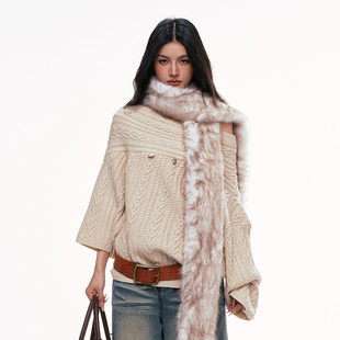 官方授权 新款 CHILL ZOEY毛衣女士休闲麻花贝壳一字肩上衣2025冬季