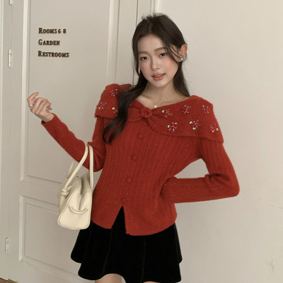 Ciobbur毛衣亮片串珠花朵蝴蝶结