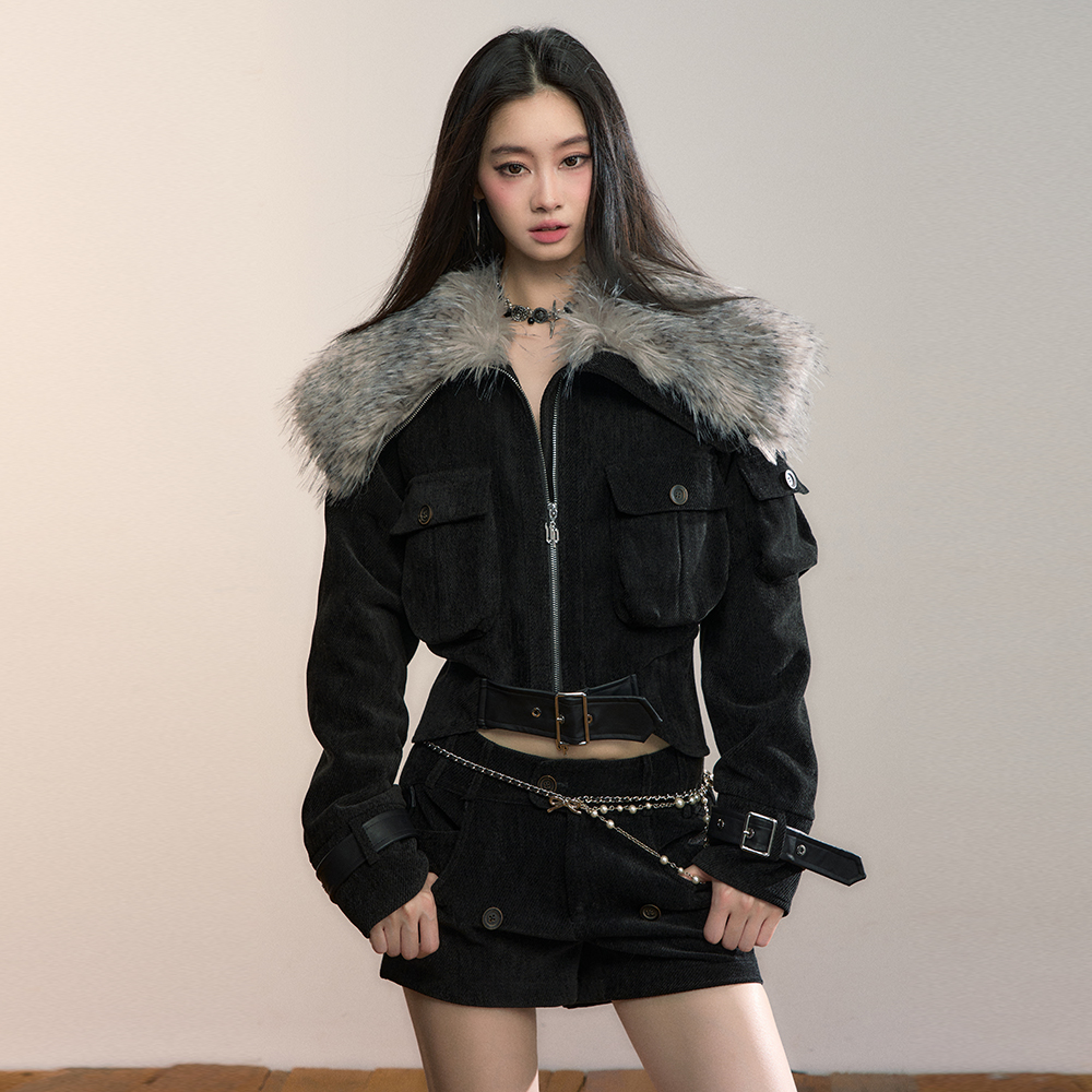 VIAPITTI套装重工豹纹大毛领