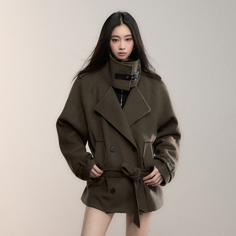 VIAPITTI重工高领毛呢外套